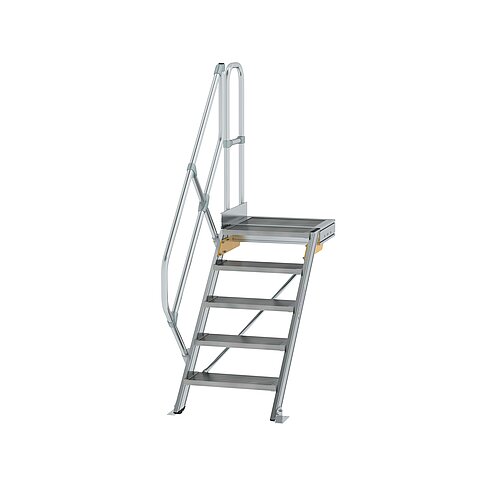 Treppe mit Plattform 45° Stufenbreite 600 mm 5 Stufen Aluminium geriffelt 600425 Treppe mit Plattform 45° Stufenbreite 600 mm 5 Stufen Aluminium geriffelt