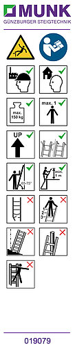 Hinweis-Aufkleber für Sprossen-Anlegeleiter "B.gem. Verwendung" Aufkleber 19079