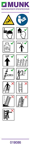 Hinweis-Aufkleber für Stufen-Anlegeleiter "B.gem. Verwendung" Aufkleber 19086