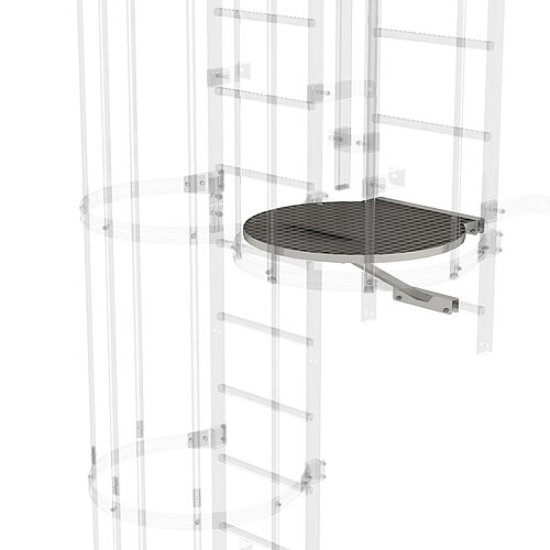 Umsteigeplattform zwischen Leiterzügen Ø 700 mm Edelstahl V2A