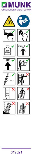 Hinweis-Aufkleber für Stufen-Anlegeleiter Aufkleber 19021