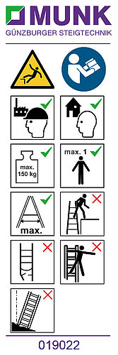 Hinweis-Aufkleber für Stehleiter einseitig begehbar Aufkleber 19022