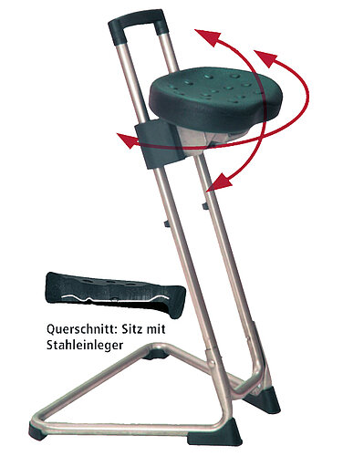 Stehhilfe Komfortsitz, PU-Schaum, vertikal verstellbar 16°