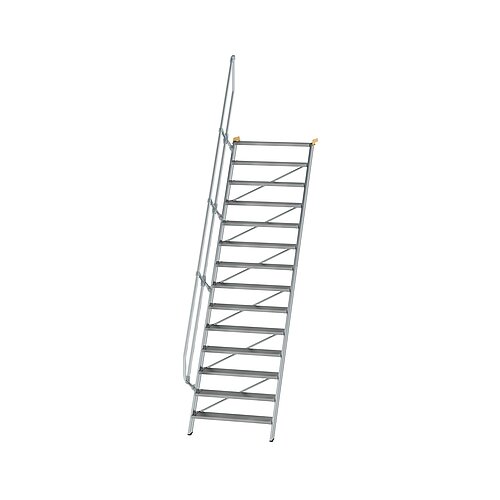 Treppe 60° Stufenbreite 1000 mm 14 Stufen Aluminium geriffelt