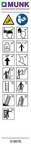 Hinweis-Aufkleber für Sprossen-Anlegeleiter über 3 m (Traverse) Aufkleber 19078