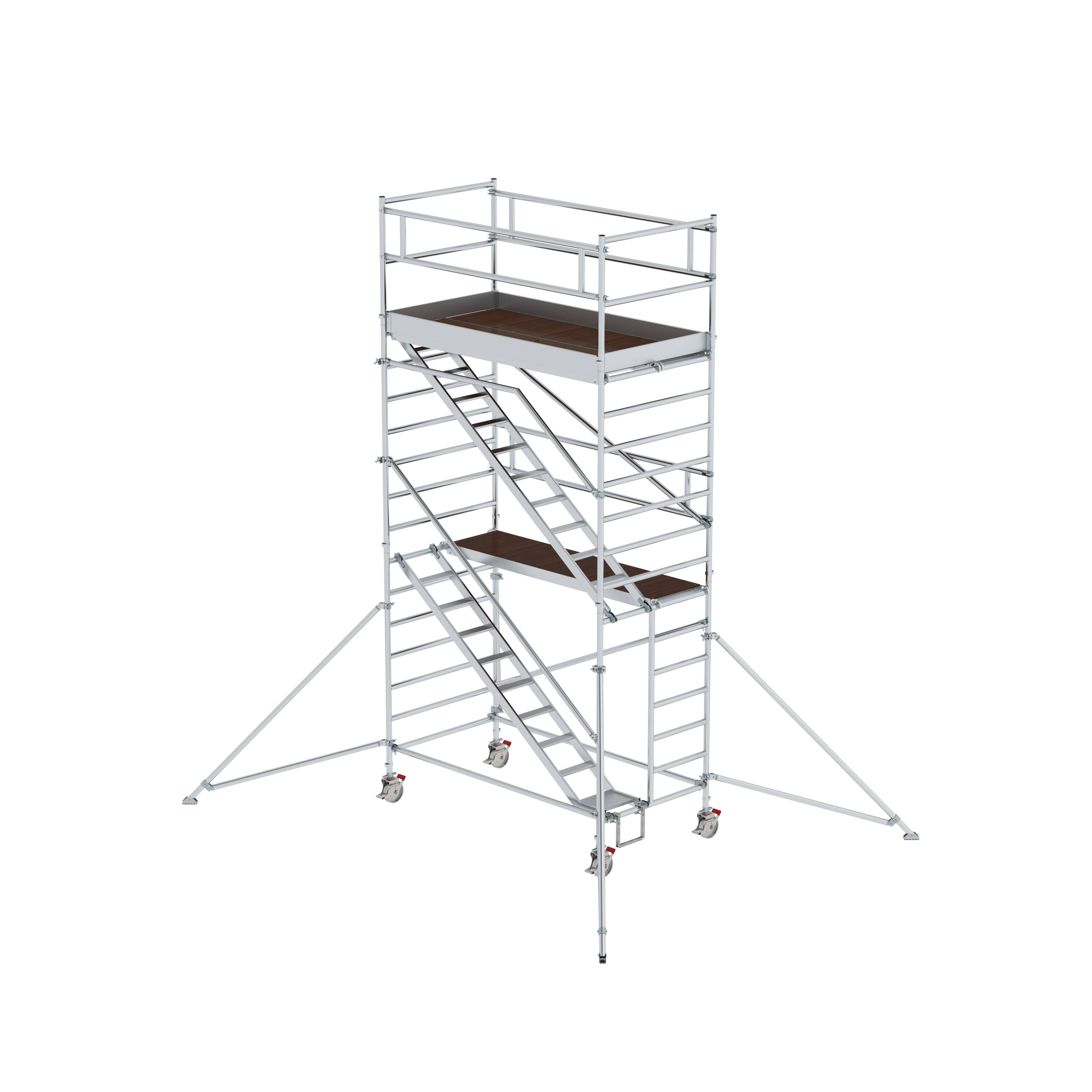 Rollgerüst 1,35 x 2,45 m mit Schrägaufstiegen & Ausleger Plattformhöhe 4,35 m