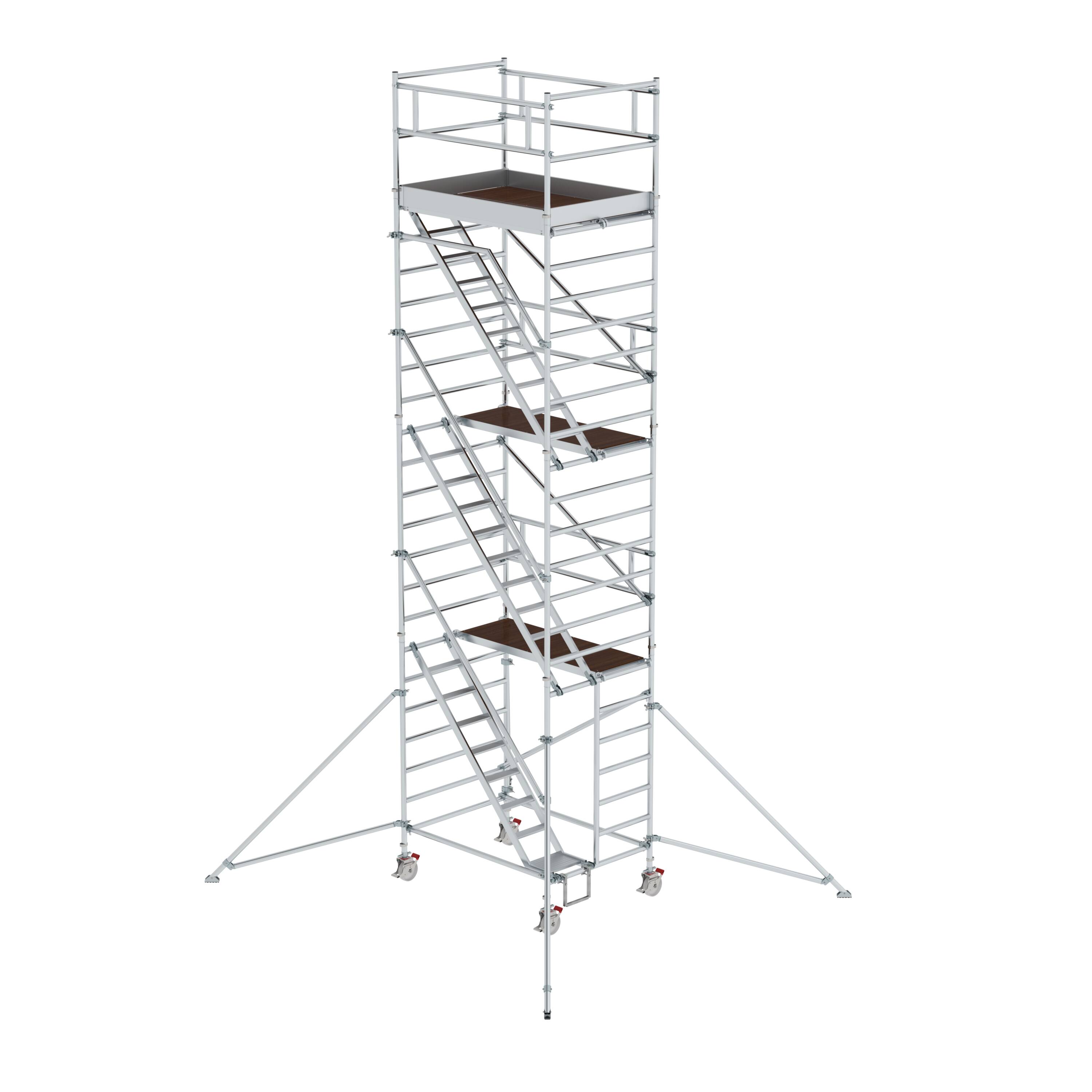 Rollgerüst 1,35 x 1,80 m mit Schrägaufstiegen & Ausleger Plattformhöhe 6,35 m