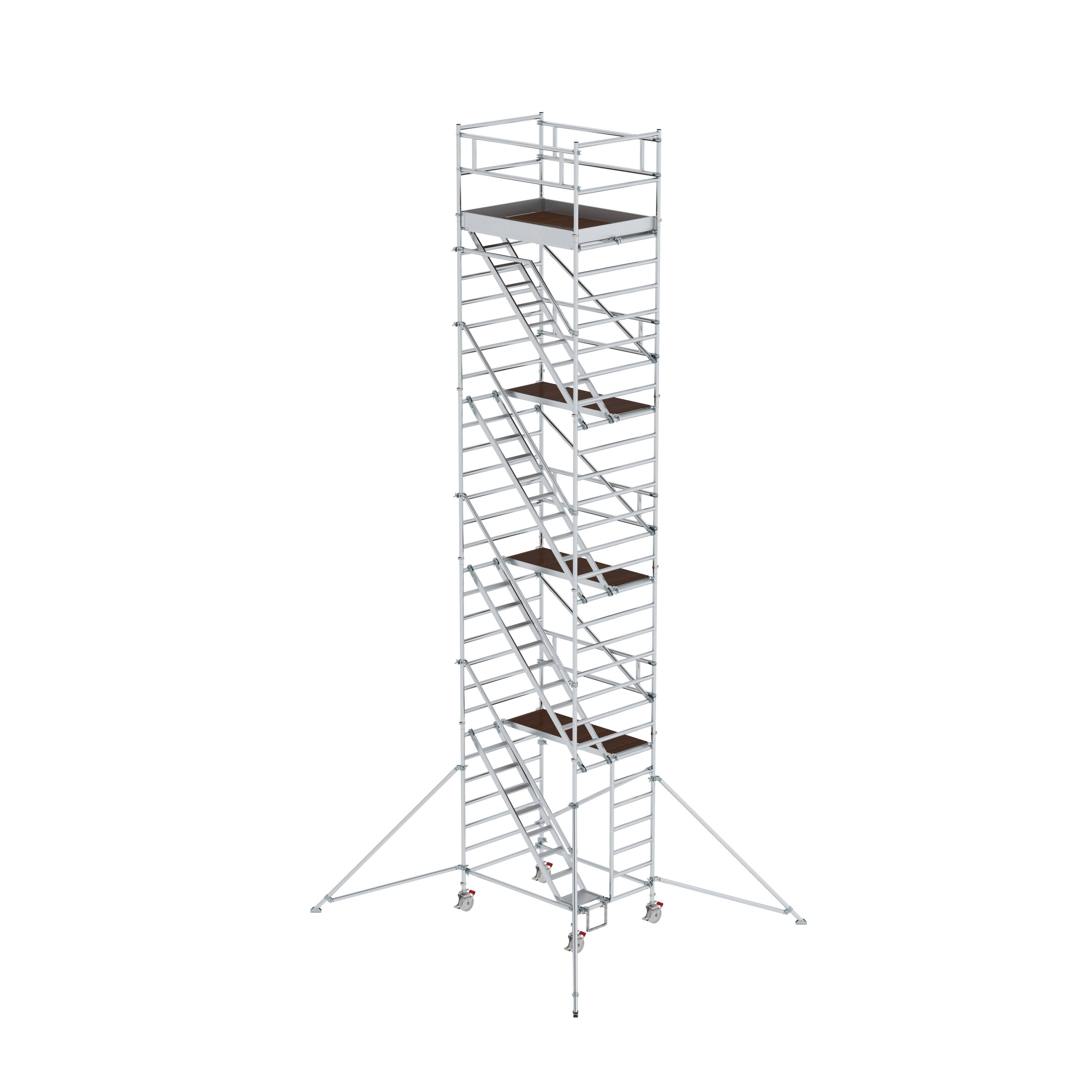 Rollgerüst 1,35 x 2,45 m mit Schrägaufstiegen & Ausleger Plattformhöhe 8,35 m