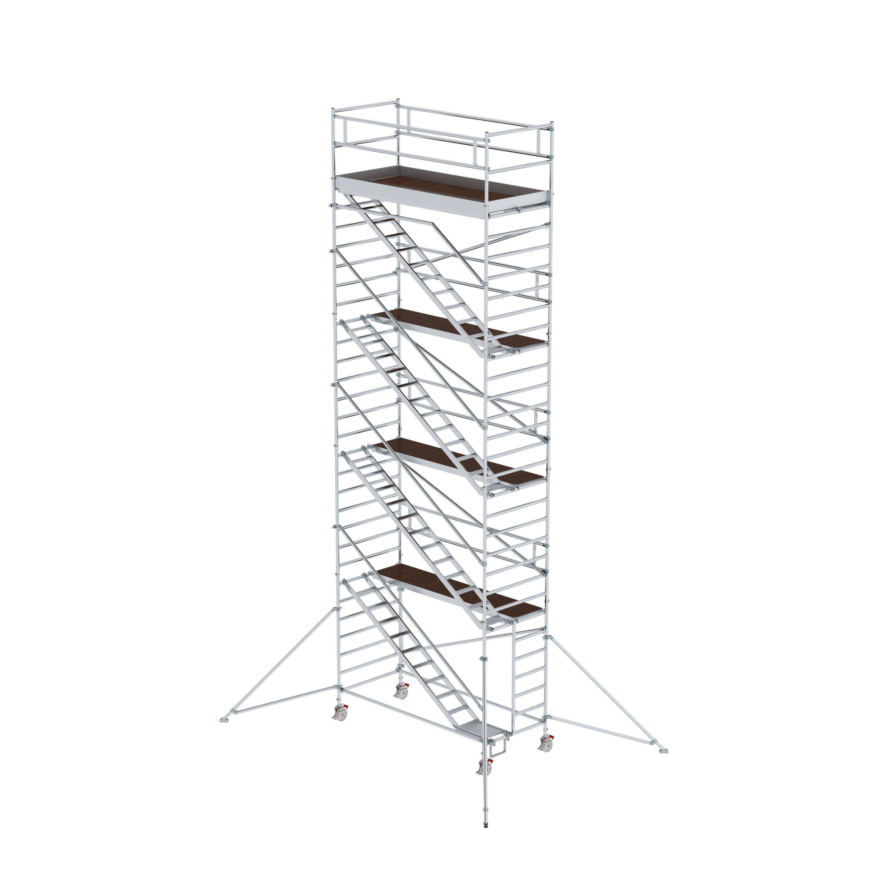 Rollgerüst 1,35 x 3,0 m mit Schrägaufstiegen & Ausleger Plattformhöhe 8,35 m