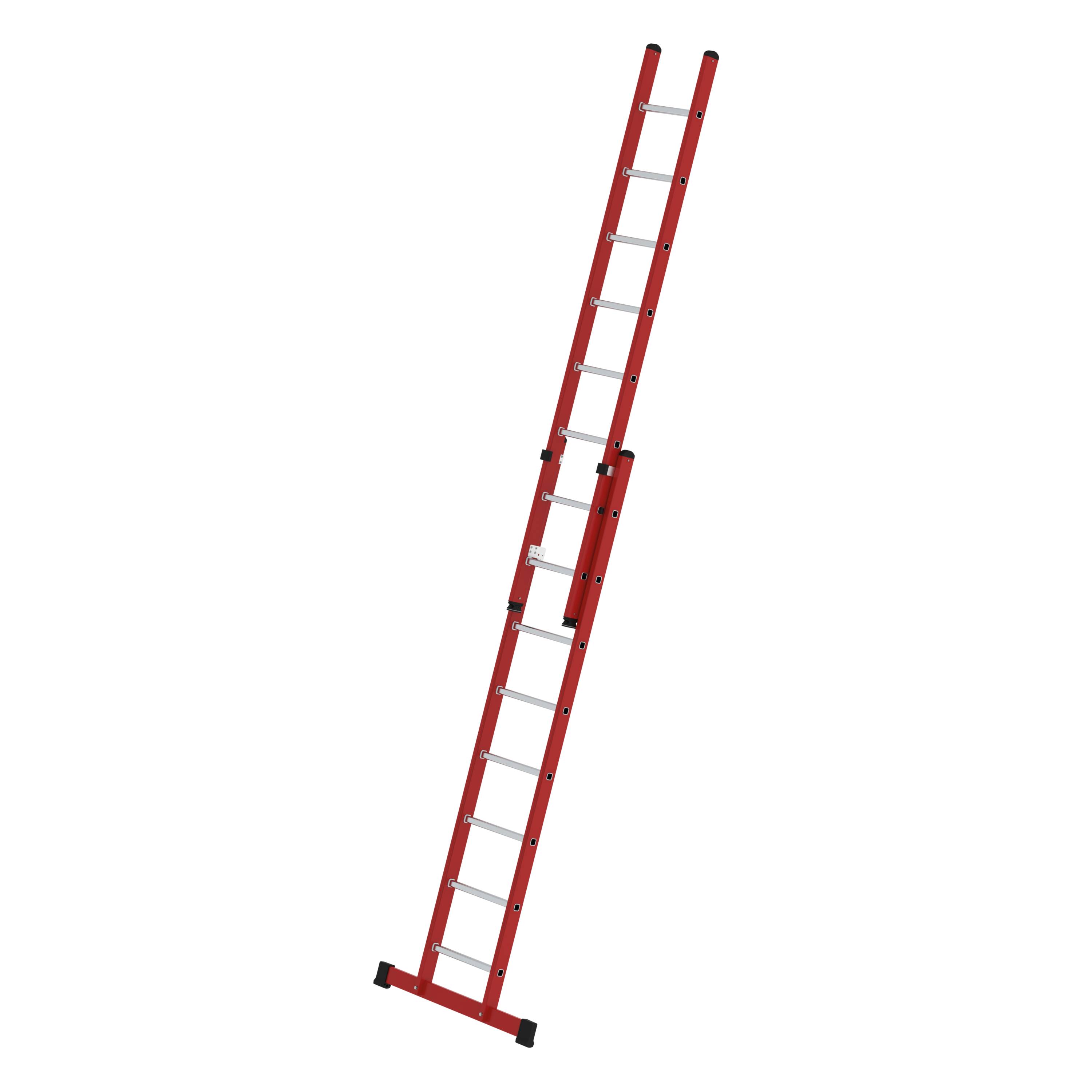 Sprossen-Schiebeleiter 2-teilig GFK/Alu mit Standard-Traverse 2x8 Sprossen